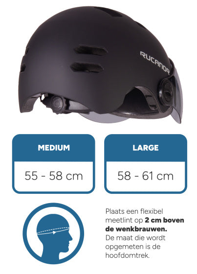 Rucanor Urban Sprint Scooting Bicycle Helmet Visor NT8776 Sort størrelse 58-61 cm (L)