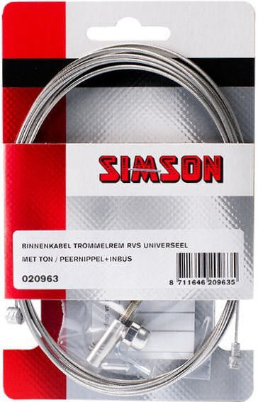 Freno de tambor del cable interno 225 cm de plata de acero inoxidable