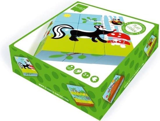 Dam scratch houten blokken puzzel bos, met 9 blokken