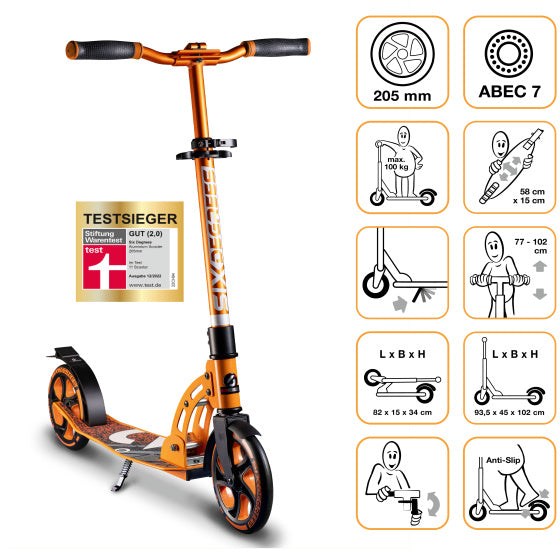 Seks grader 2-hjulet trin foldfodbremse Oranje sort