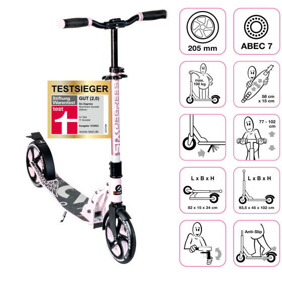 Sei gradi a 2 ruote pieghevole pieghevole freno pastello rosa rosa