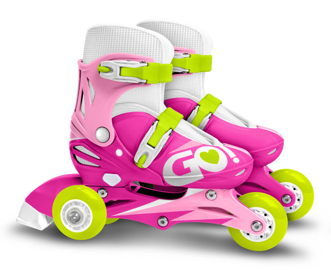 Skids Control Inline Skates adjustable pink white size 27-30