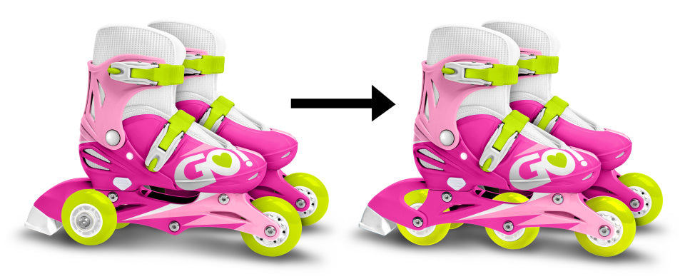 Skids Control Inline Skates adjustable pink white size 27-30