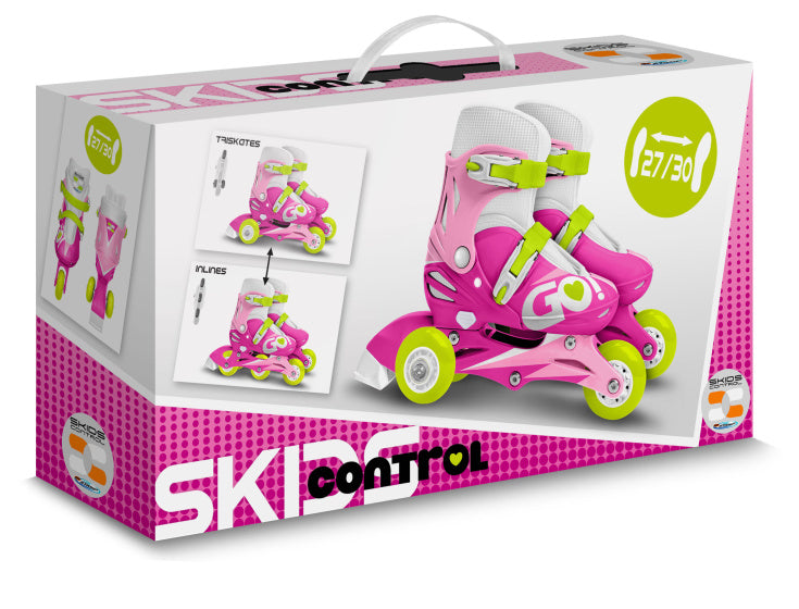 Skids Control Inline Skates adjustable pink white size 27-30