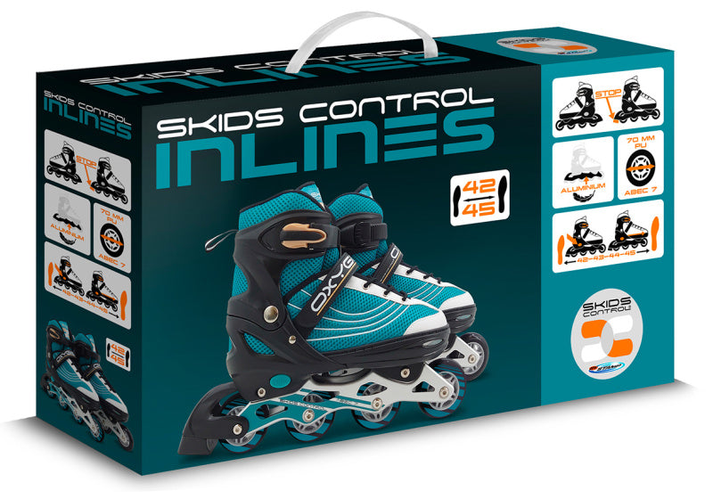 Skids Kontroll-Sauerstoff Inline Skates semi-softbootable Benzleable Benzin Gréisst 42-45