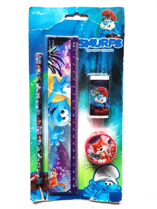 Van der Doelen Lannoo stationery set small smurfs