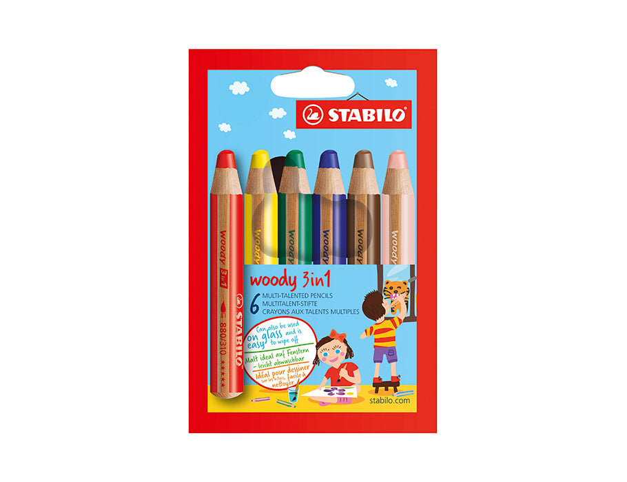 Stabilo Woody 3in1 farbige Stifte - 6 Farben