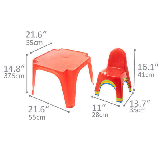 Tavolo da gioco di stellay e sedie set junior rosso 5 pezzi