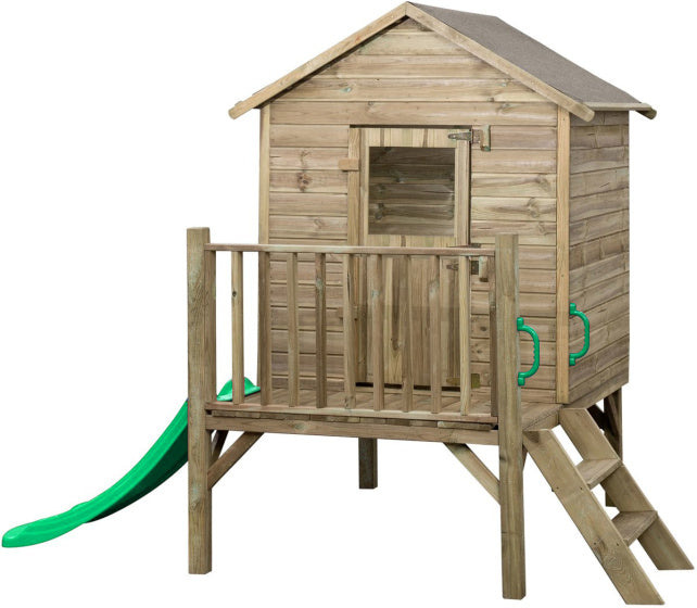 Playhouse en bois camilla swing avec une diapositive verte naturelle