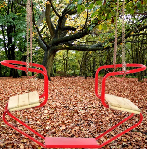 Swinging Duo Swing 92 x 44 x 53 cm jekleno rdeče naravno