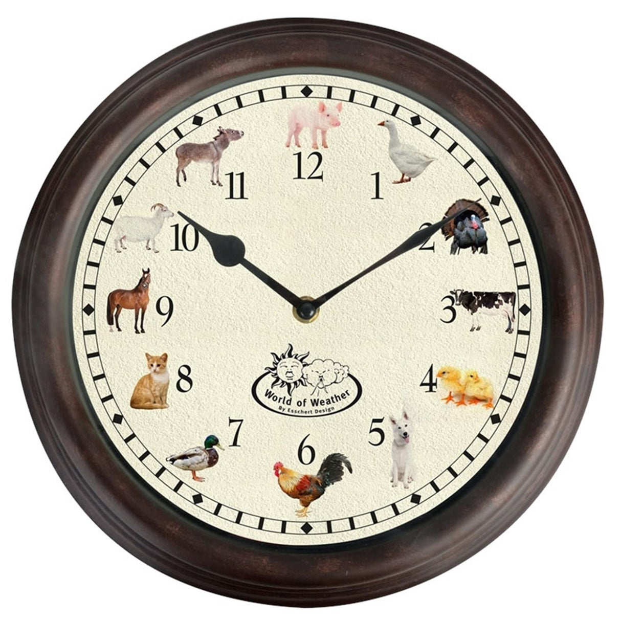 Horloge de conception Esschert avec animaux de ferme