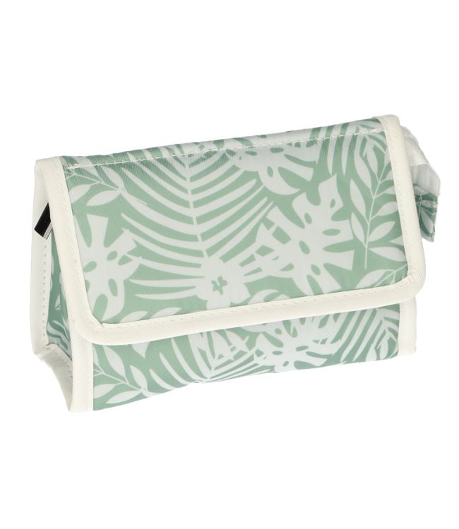 Traveler mirror bag leaves green white 16.5 cm x 11cm