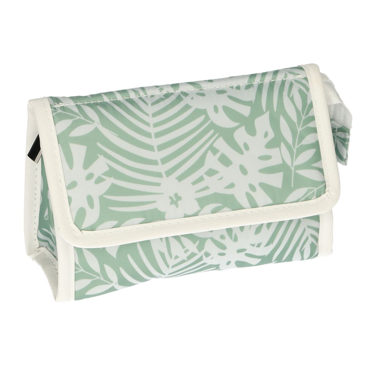 Reisespiegeltasche Blätter grün weiß 16,5cm x 11cm