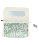 Traveler mirror bag leaves green white 16.5 cm x 11cm