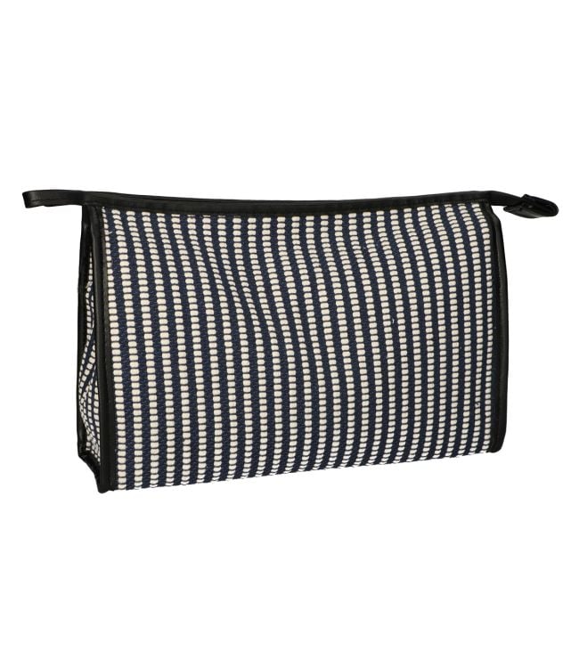 Reisende toalettpose stripe blauw creme 30x20cm