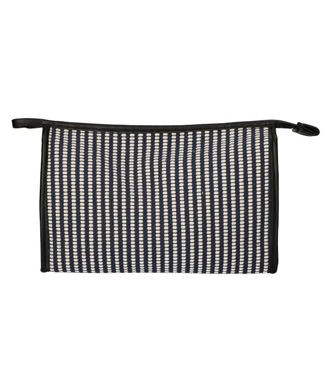 Reisende toalettpose stripe blauw creme 30x20cm