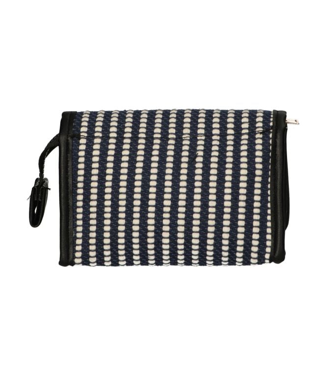 Traveler mirror bag stripe blue cream 16.5x11cm