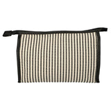 Reisende toalettmappe stripe black cream 30x20cm