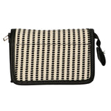 Torba podróżna z lustrem w paski czarno-kremowa 16,5x11cm