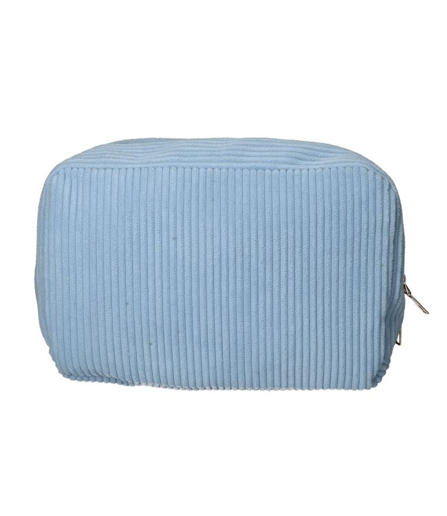 Rejsende toiletpose Rib stof blå 28x17cm
