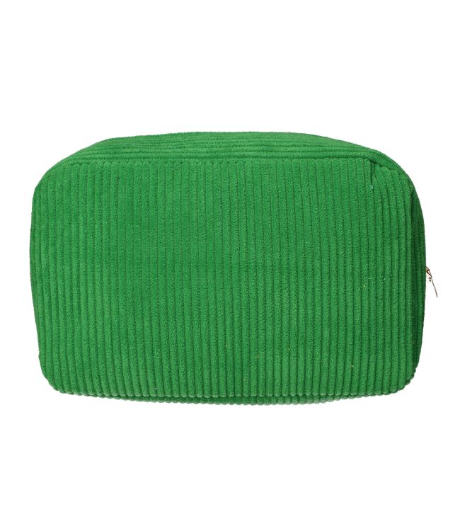 Rejsende toiletpose Rib stof grøn 28x17cm