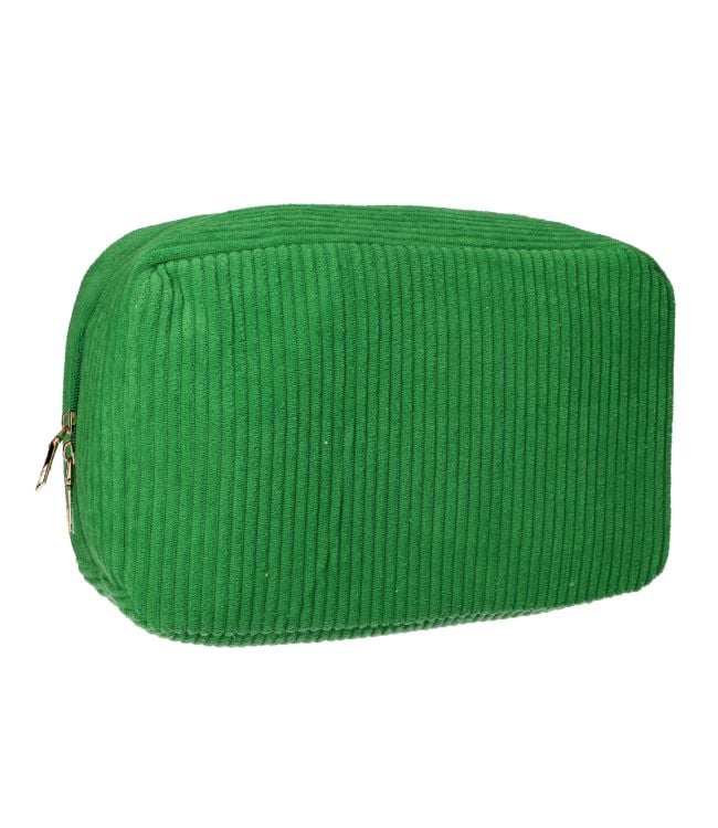 Rejsende toiletpose Rib stof grøn 28x17cm