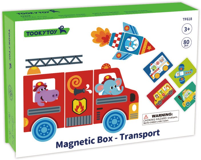 Tooky toy Educational Wooden Magnetic Board Transport 80-piece