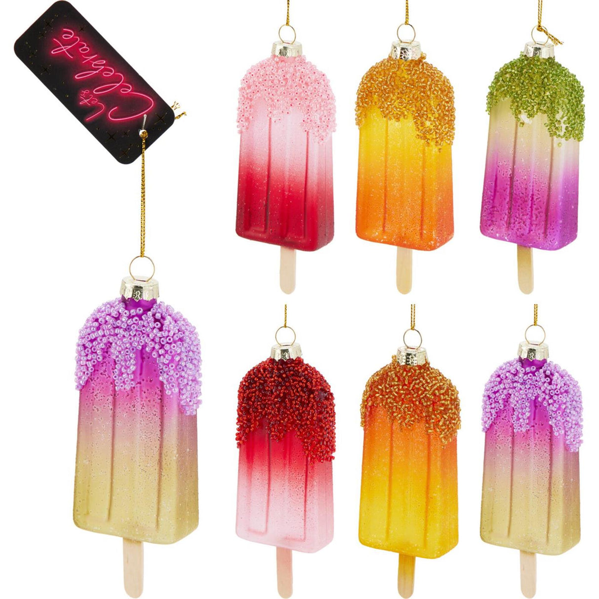 Hanger ijsje glas 4x11cm display a 12st