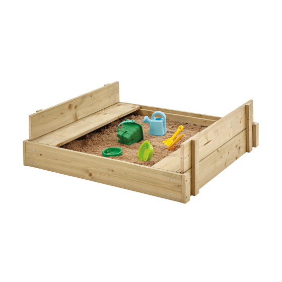 Giocattoli TP Sandpit in legno con coperchio, banco di panchine