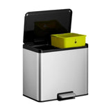 Eko essential recycling pedal bin 2 x 15 liters matt stainless steel