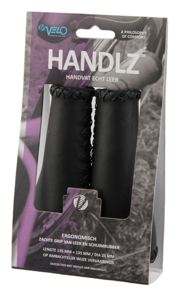 Velo Handle Leather Ergo 135 135mm Black