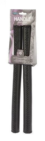 Maniglie dello sterzo in pelle 40 cm Ø22,2 mm nero per set