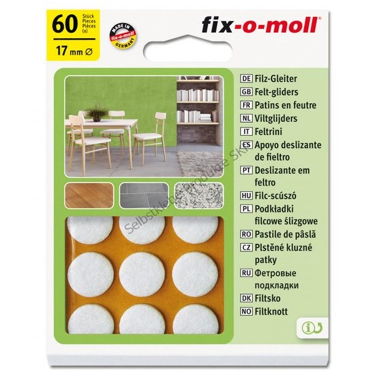 Fix-o-moll viltglijde ø17mm wit