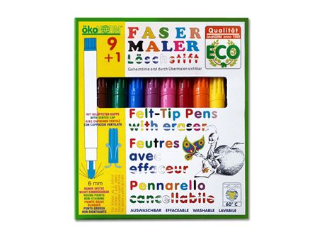 Ökonorm felt-tip pens with eraser - pack of 9