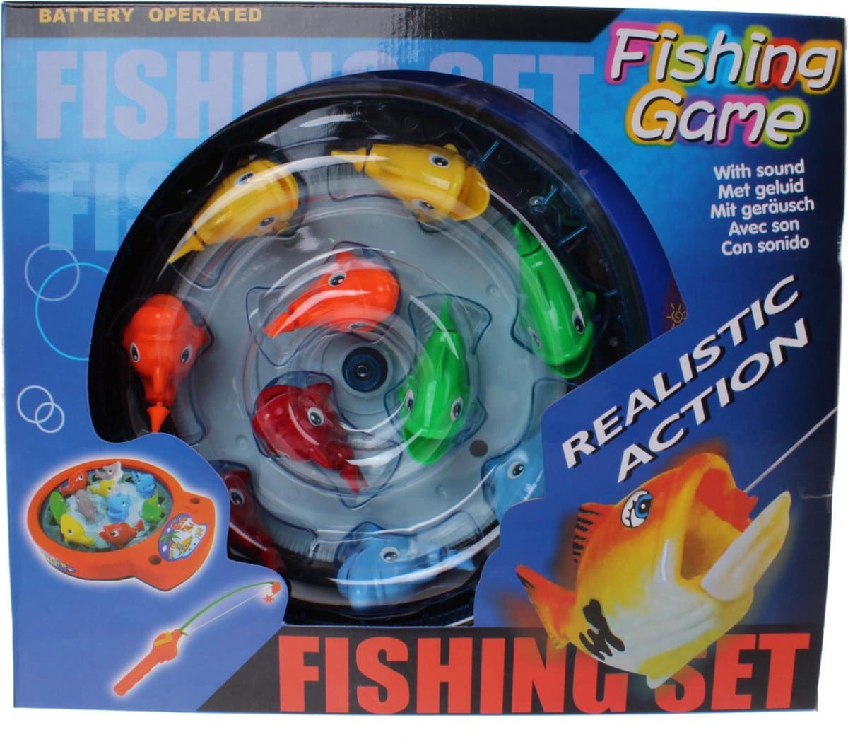Bonners toy Fësch Spill mat 10 Fësch, schafft op Batterien