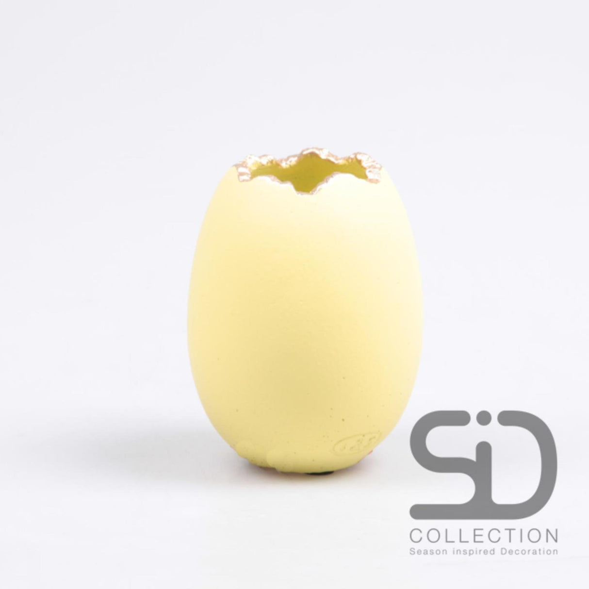 Season inspired decoration vaas ei 7.5x7.5x10cm geel