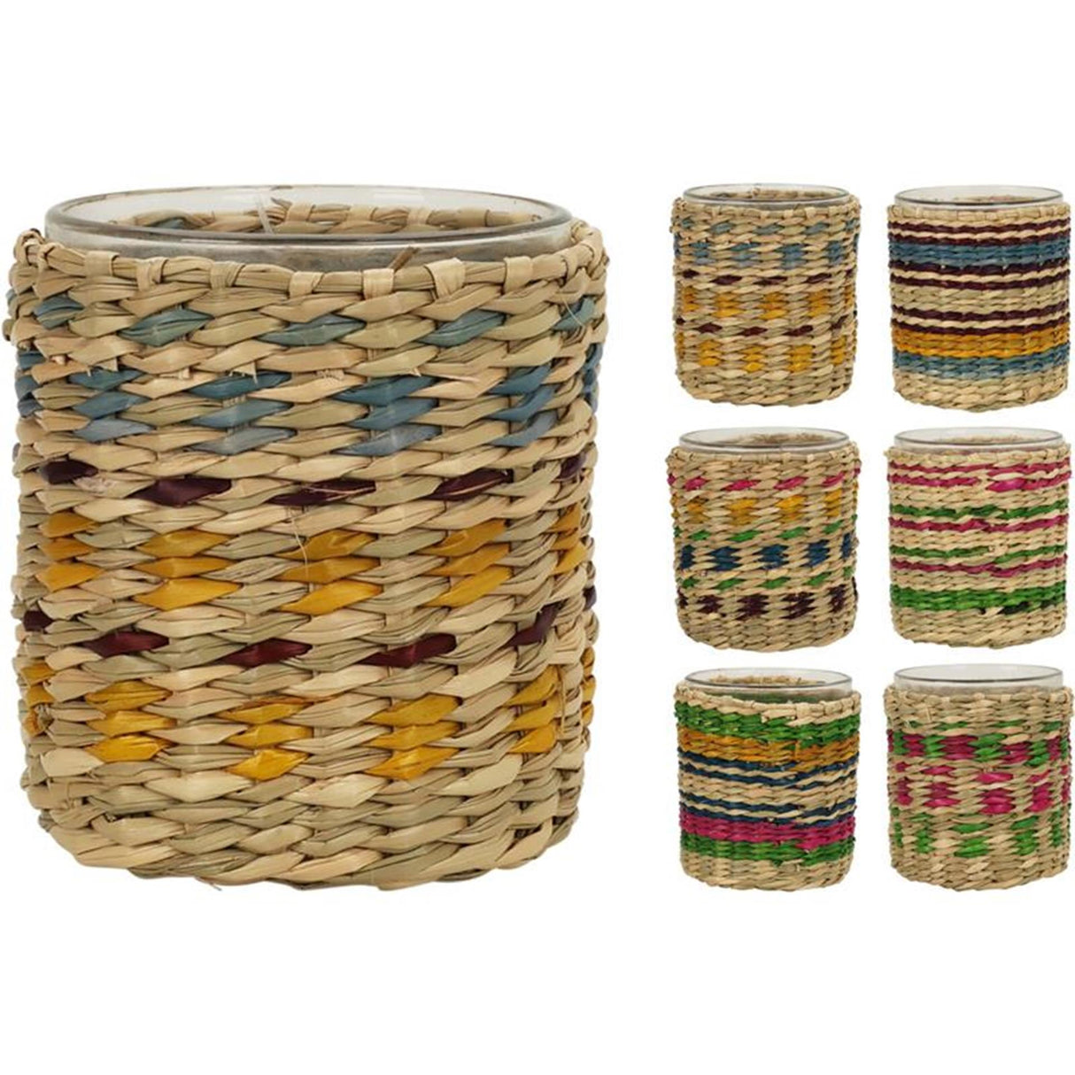 Cosydecor theelichthouder met zeegras h8cm