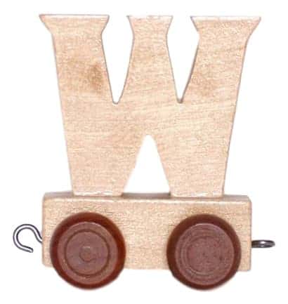 Bongers igrače lesena črka W s kolesi visokimi 6 cm