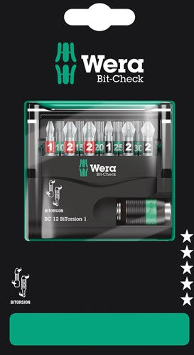 Wera 05136385001 12-dielna sada bitorsion bitorsion na kontrolu bitov v kazete - 05136385001