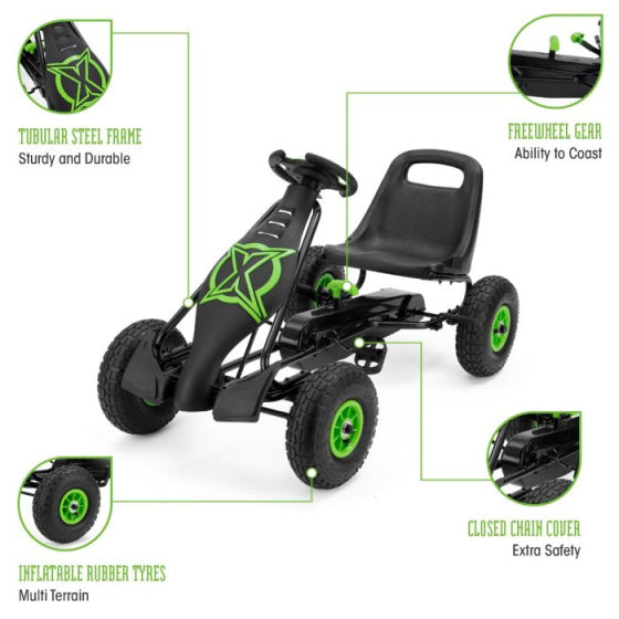 Xootz Viper Go Kart Skelter Junior Black Green