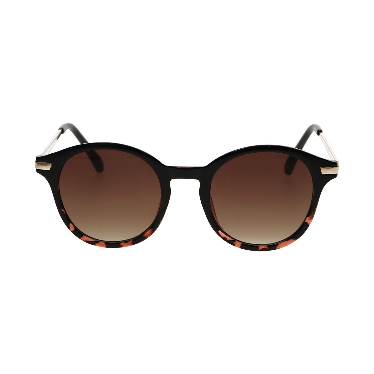Spectrum solbriller runde halvskildpadde sorte kvinder
