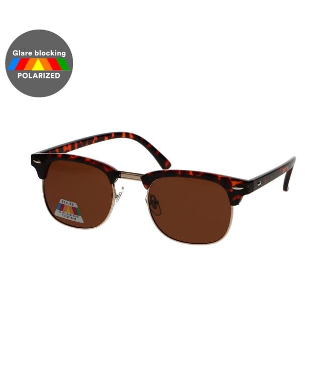 Spectrum Polariazed Occhiali da sole Club Square Havana Gold Brown Unisex