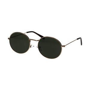 Spectrum solbriller flad oval guld metalgrøn unisex