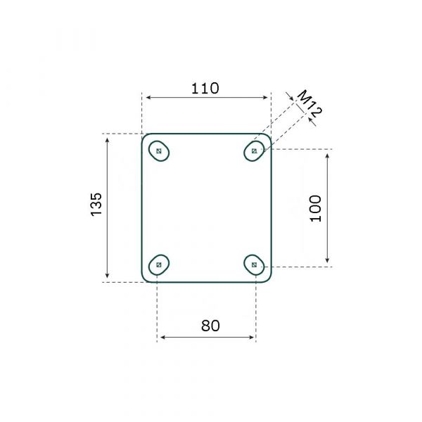 Zwenkwiel con freno 150 mm de carga pesada 700 kg.