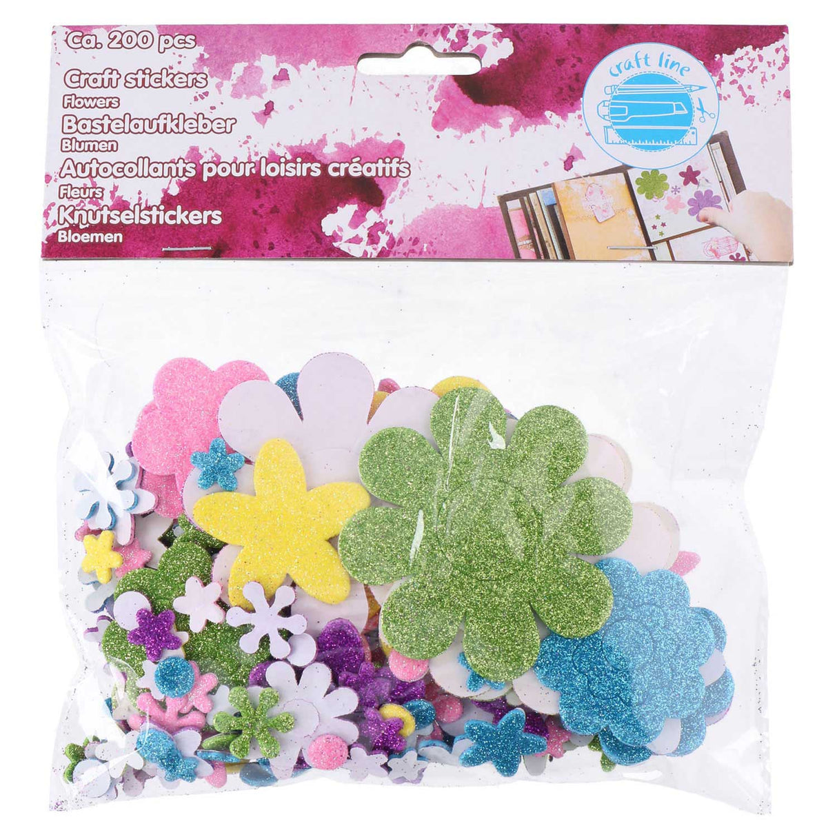 Craft autocollants fleurs, 200st.