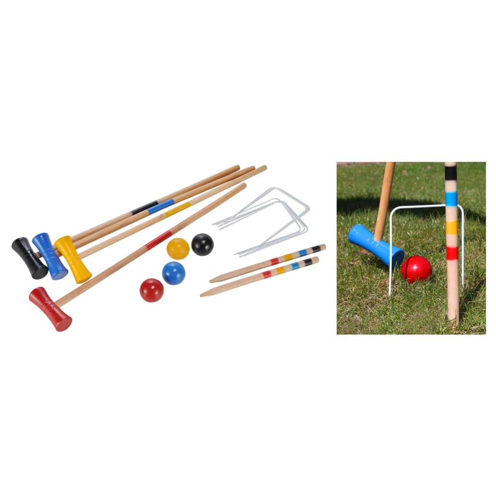 Hi hi 18-teilige Krocket-Spiel 4 Spieler Holz