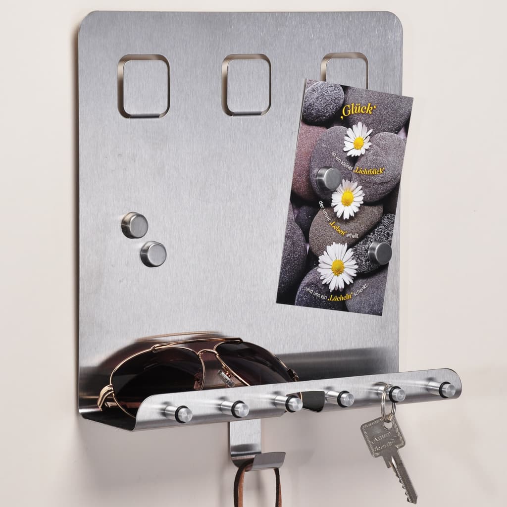 Cześć hi memobord z kluczowymi uchwytami 28,5x25x8 cm srebrny