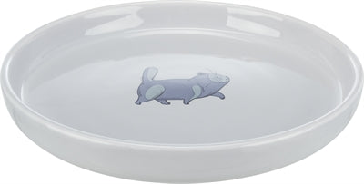 Trixie food bowl water bin flat and wide cat print gray