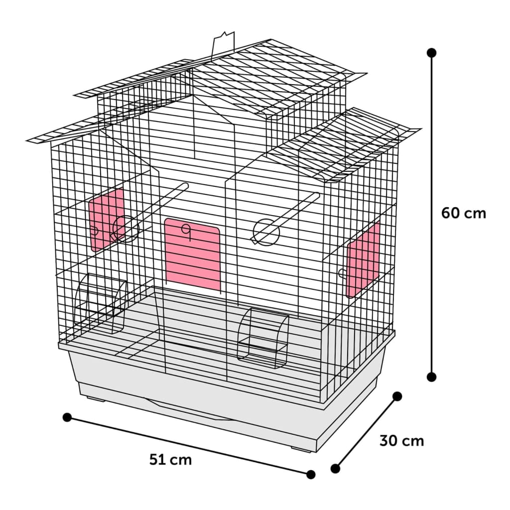 Flamingo Flamingo Parakeet Cage Numfor 1 51x30x60 cm Metallic Blue