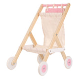 Monde classique du monde en bois poppenbuggy rose blanc